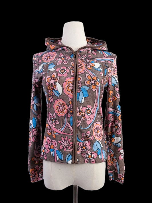 Excellent Juicy Couture Floral Hooded Jacket Size S Combined Colors