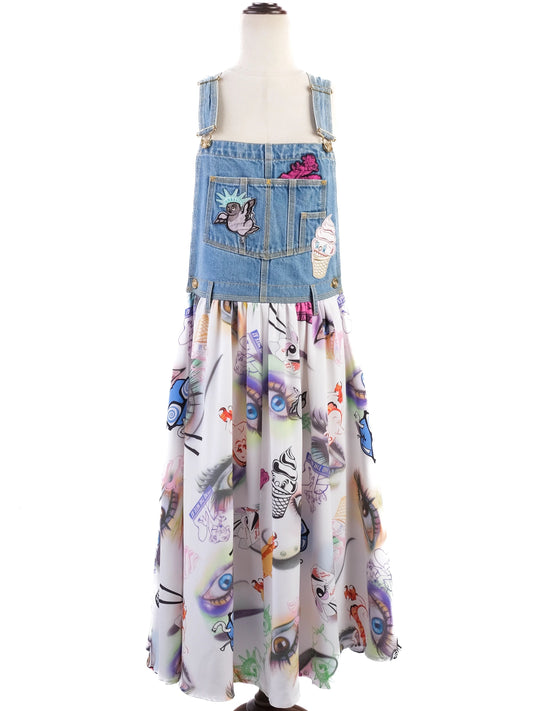 Excellent Kenzo WomenÕs Dress Size S Colorful Denim & Abstract Print