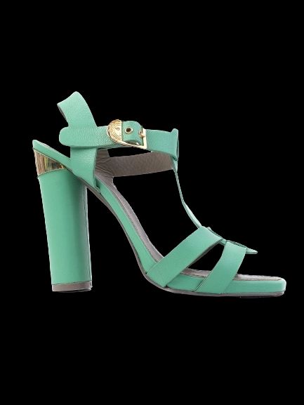 excellent versace green leather high-heeled sandals size 37