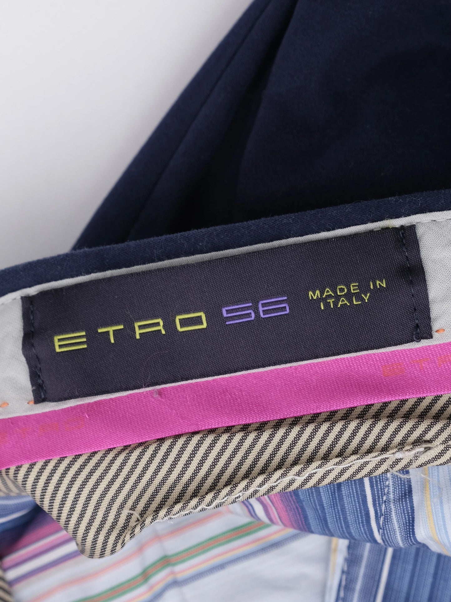 excellent etro navy blue cotton pants size 3xl made in italy