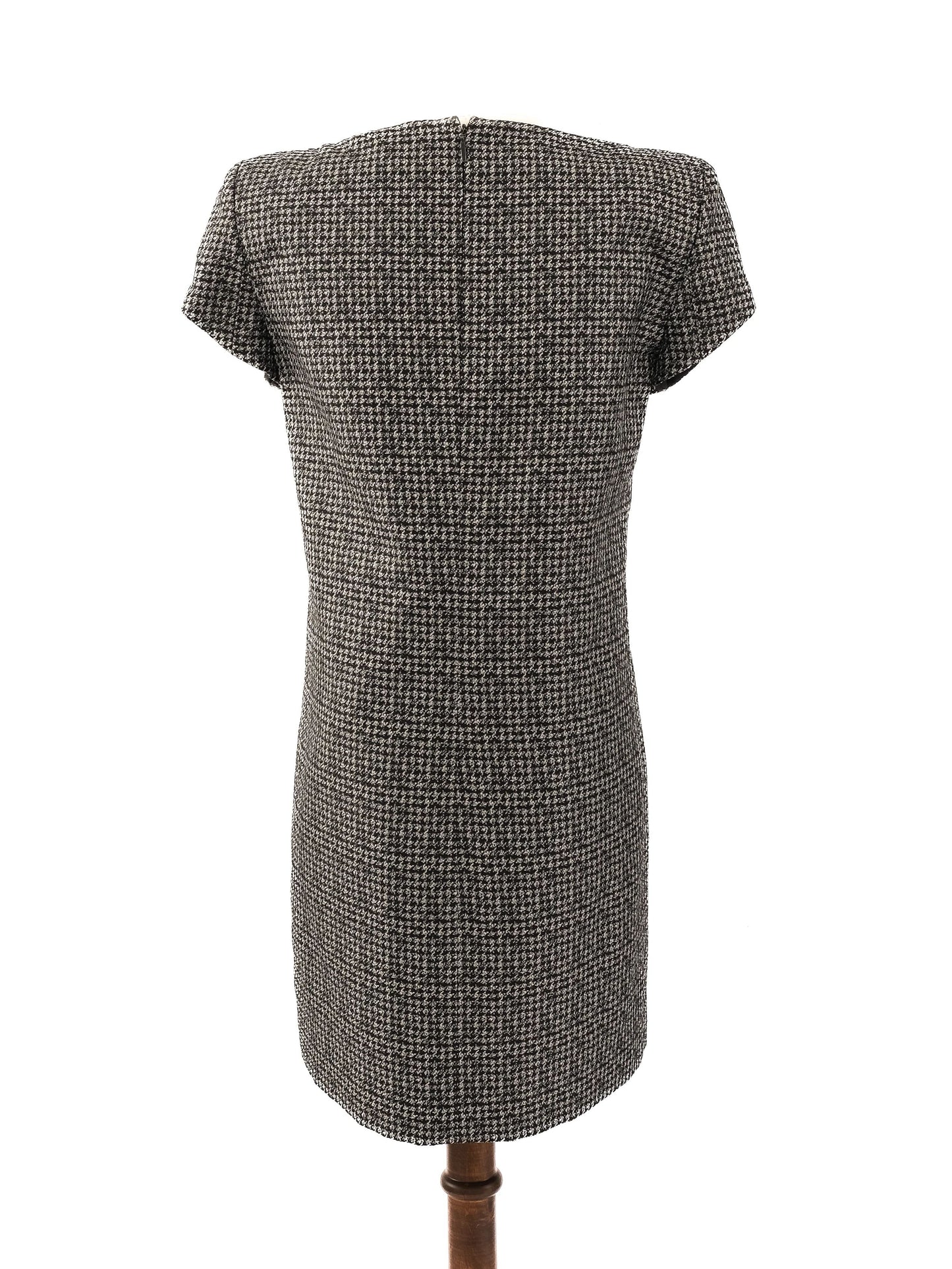 saint laurent gray silk houndstooth dress size m - excellent condition