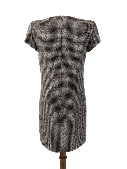 Saint Laurent Gray Silk Houndstooth Dress Size M - Excellent Condition