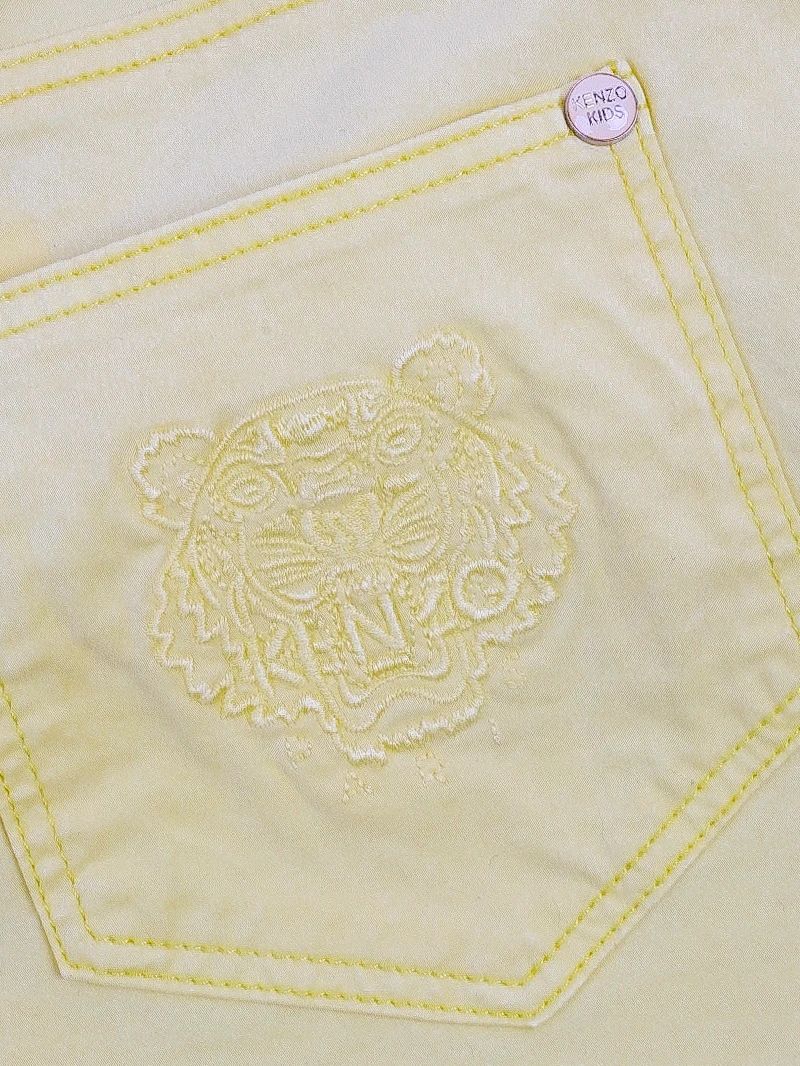 new kenzo kids yellow pants size 10 cotton with tiger logo