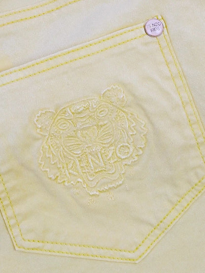 NEW Kenzo Kids Yellow Pants Size 10 Cotton with Tiger Logo