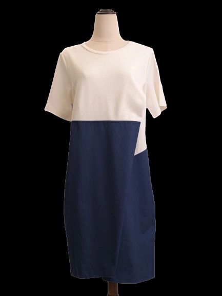 excellent cos two-tone dress s nylon casual white and blue
