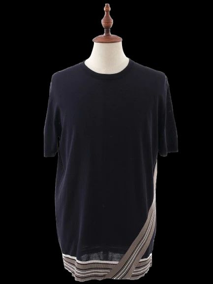 excellent hermes blue cotton t-shirt size l with striped trim
