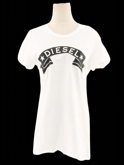 excellent diesel women's t-shirt white size s cotton natural