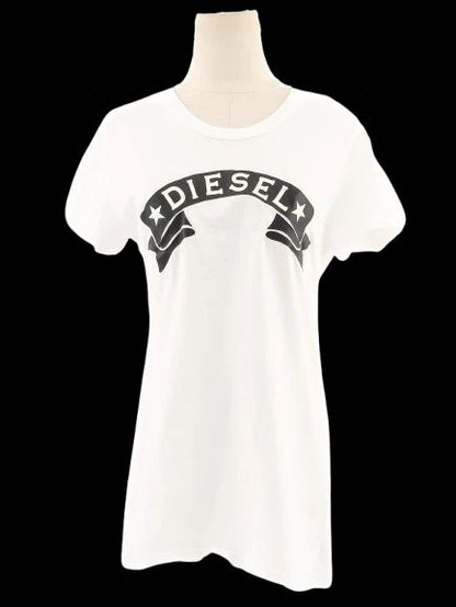 EXCELLENT Diesel Women's T-Shirt White Size S Cotton Natural