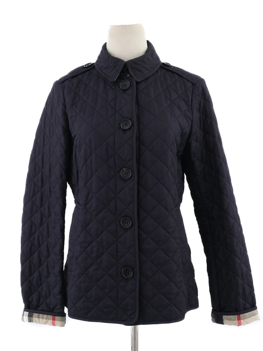 Excellent Burberry Blue Quilted Jacket Size S Polyester Women