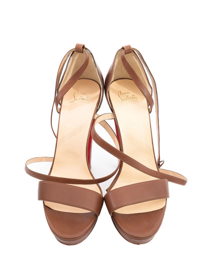 Excellent Christian Louboutin Orange Leather High-Heeled Sandals Size 40