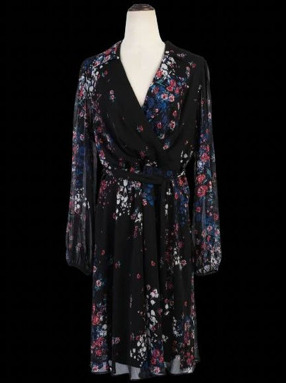 NEW DKNY Black Floral Print Dress Size N/A
