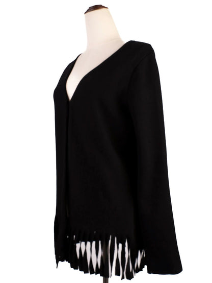 Excellent Blumarine Black Women's Cardigan Fringe Detail Size S