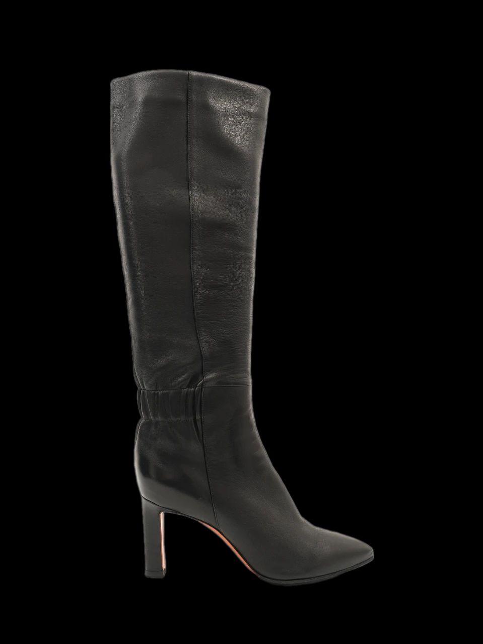excellent santoni black leather knee-high boots size 36