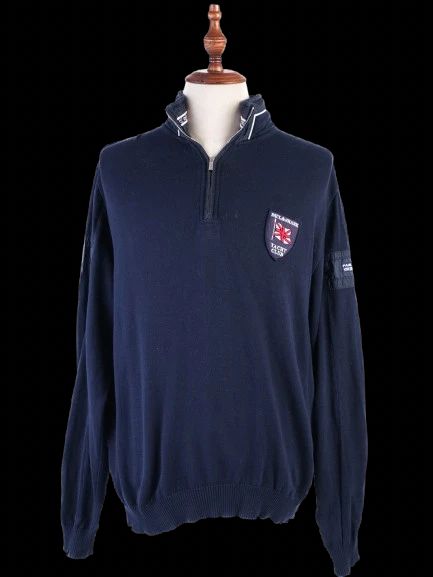 excellent paul&shark long sleeve sweater blue cotton yacht club