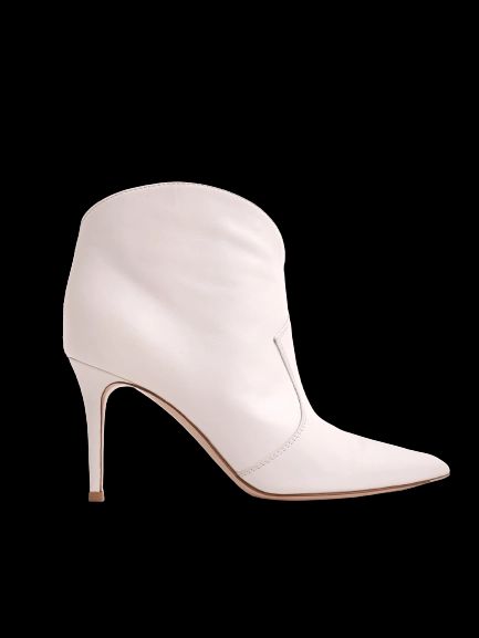 average gianvito rossi white leather heeled ankle boot size 36