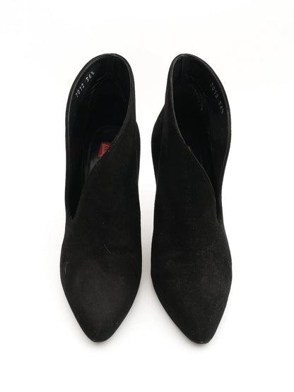 Excellent Ballin Black Leather High-Heeled Ankle Boots, Size 36.5