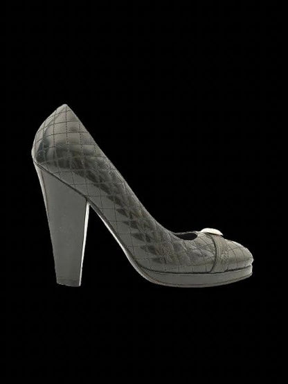 Byblos Black High-Heeled Leather Shoes Size 38 - Perfect Condition