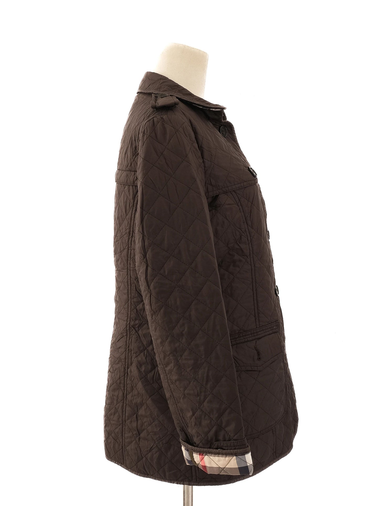 excellent burberry green nylon quilted jacket size m
