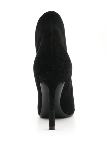 Excellent Ballin Black Leather High-Heeled Ankle Boots, Size 36.5