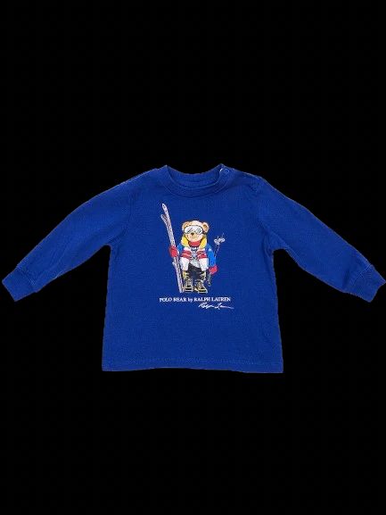polo ralph lauren blue cotton long-sleeve shirt size 9 months