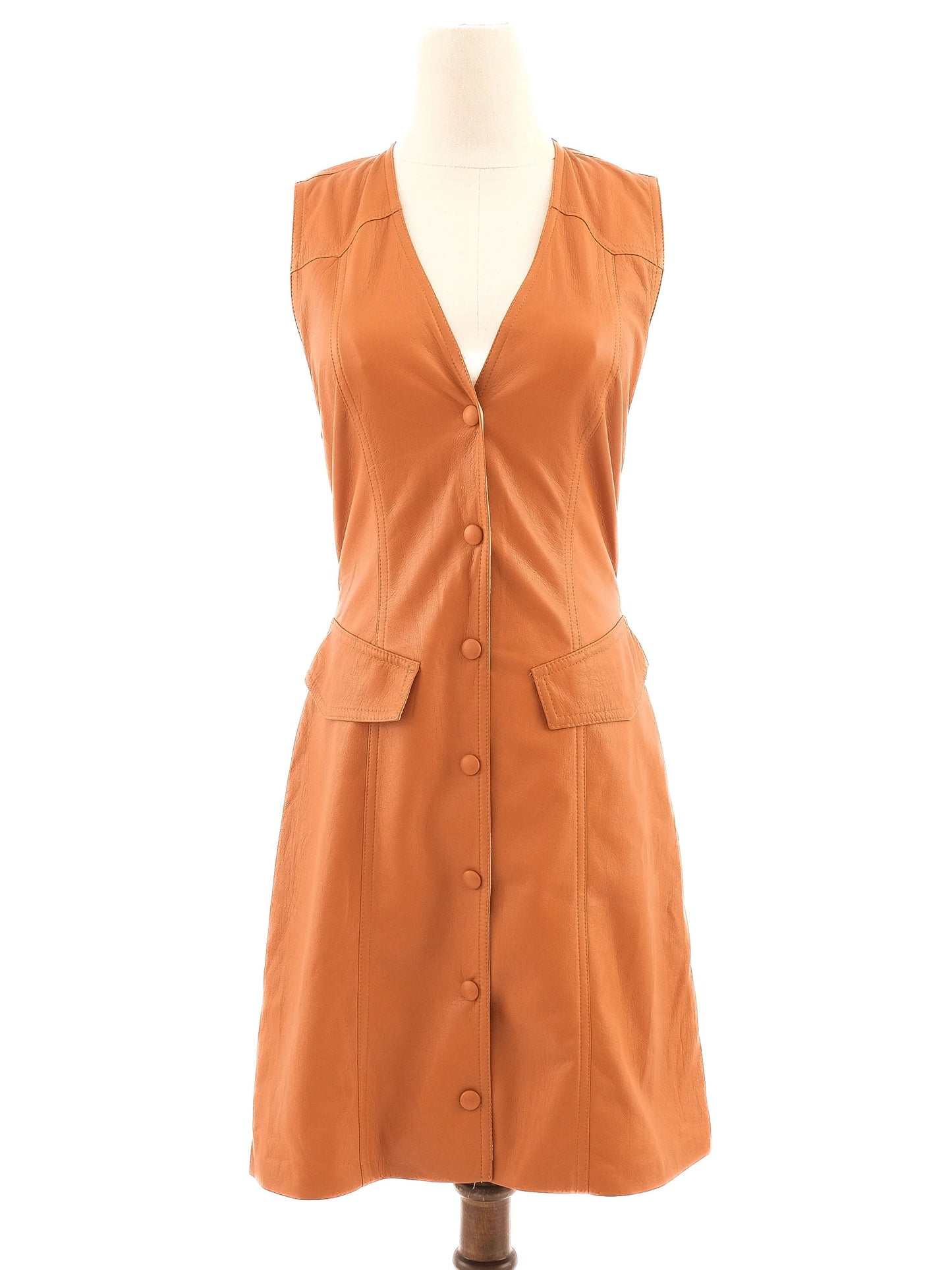 excellent nanushka orange polyurethane dress size xs