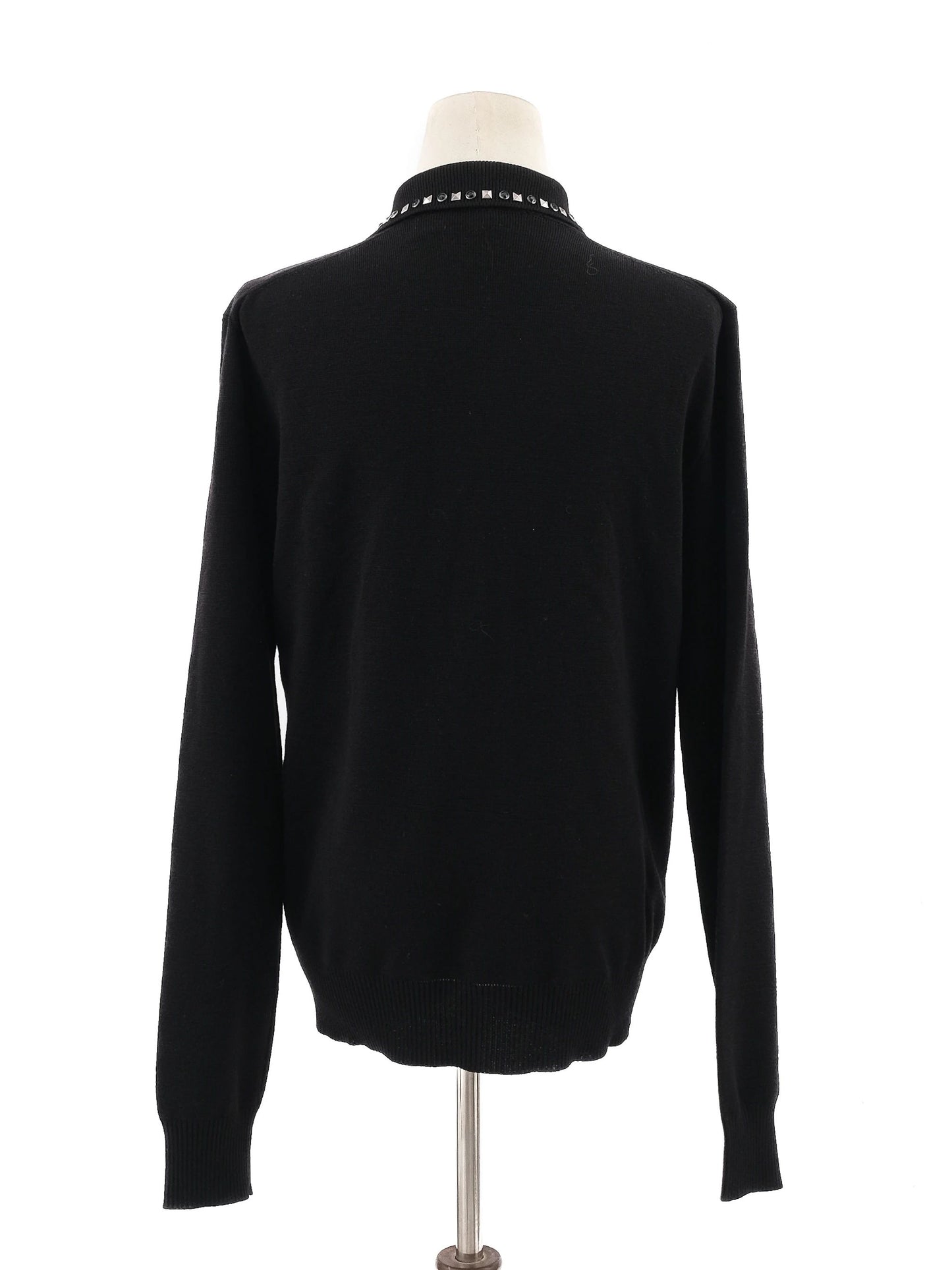 excellent dsquared2 black wool zip-up jacket with decorative studs size s