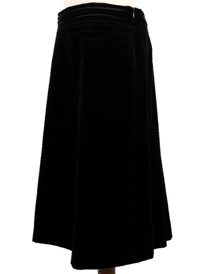 Escada Black Velvet Long Skirt Pleated Size L Excellent Condition