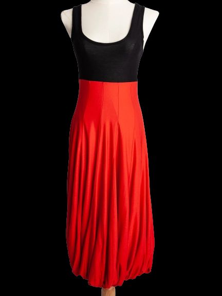 good alexander mcqueen red viscose dress size xs with black top