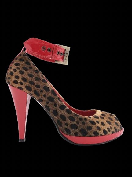 excellent loriblu leopard print high heels with red accents, size 36