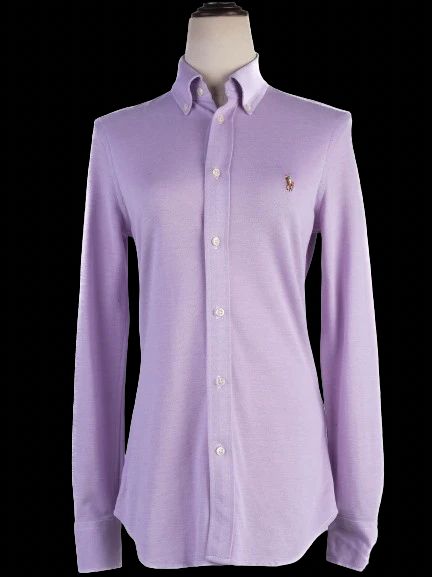 excellent ralph lauren pink cotton button-up shirt size s