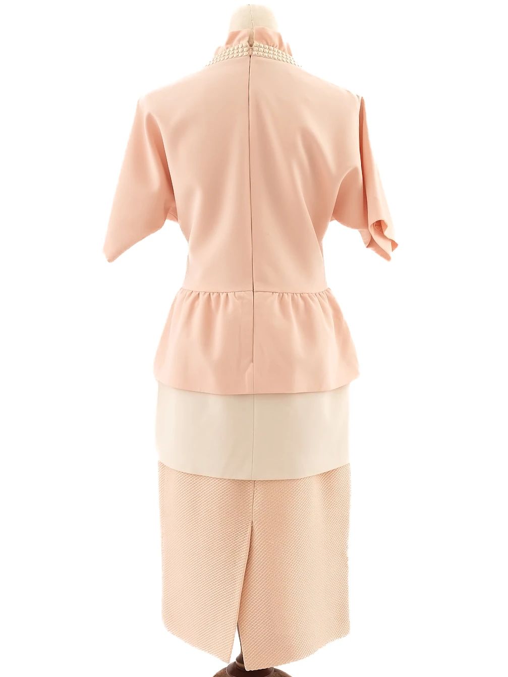 excellent moschino pink peplum top & pencil skirt set size m