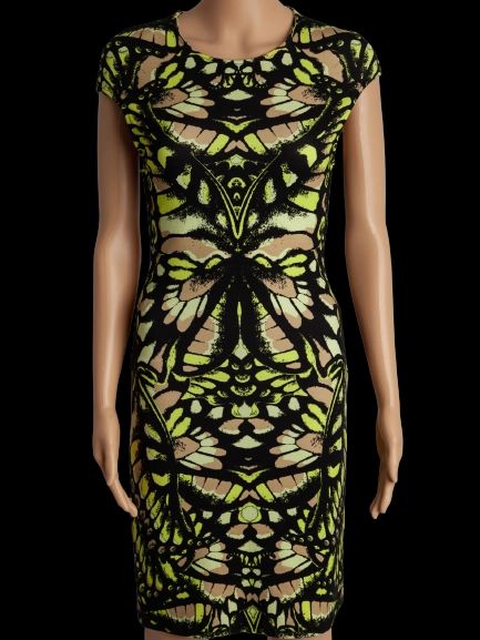 NEW Alexander McQueen Dress Green Black Beige Viscose Size N/A