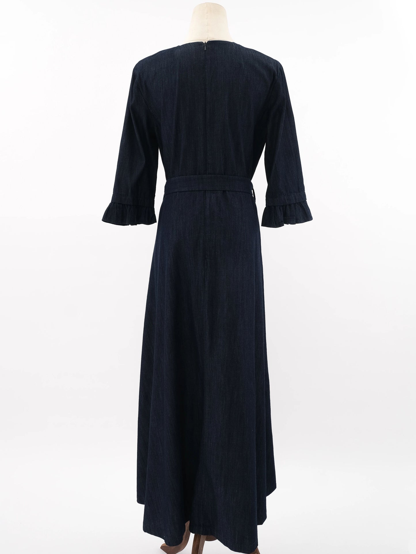 excellent max mara blue cotton long sleeve dress size l