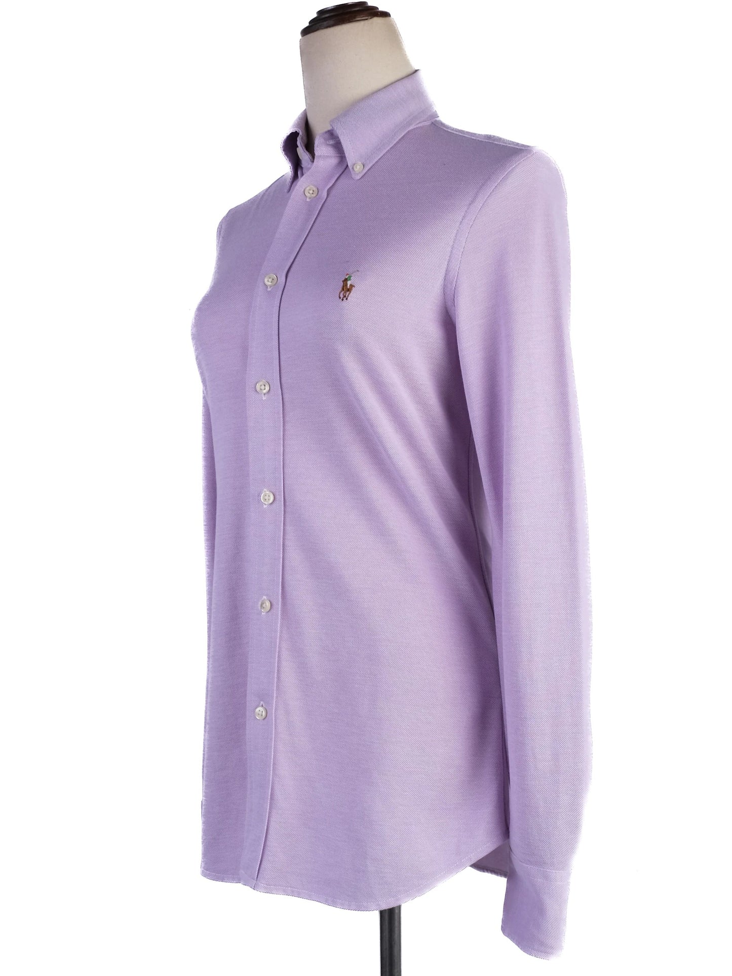 excellent ralph lauren pink cotton button-up shirt size s