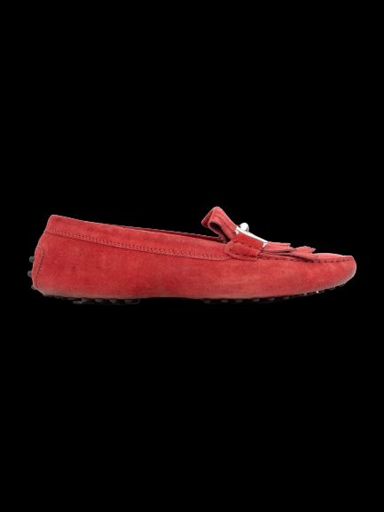 excellent tod's red suede leather moccasin shoes size 39
