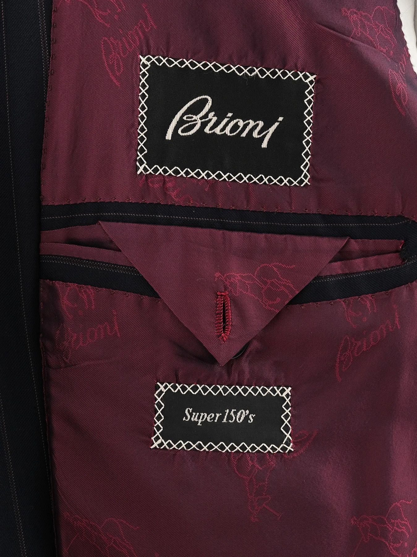 excellent brioni black wool pinstripe suit jacket size xl