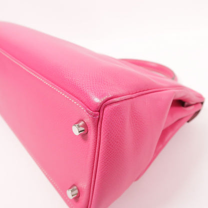 Hermes Epsom Leather Kelly 32 Silver Hand-turn Shoulder Bag Rose Tyrien 2way Shoulder Bag Rose Tyrien Pink Rose Tyriem E