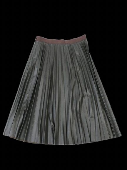 excellent max&co. green pleated skirt faux leather size n/a