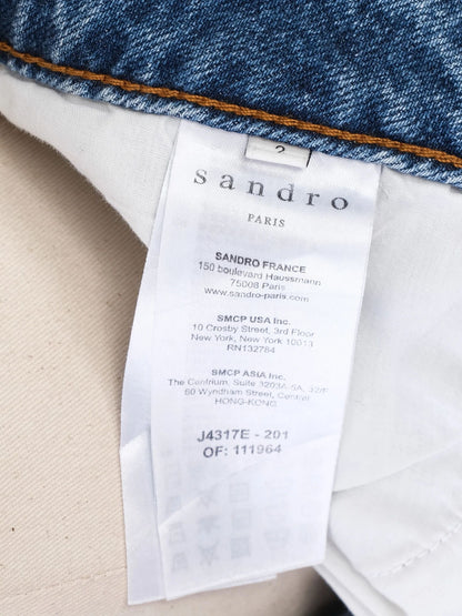 Excellent Sandro Gray Denim Skirt Metallic Size S