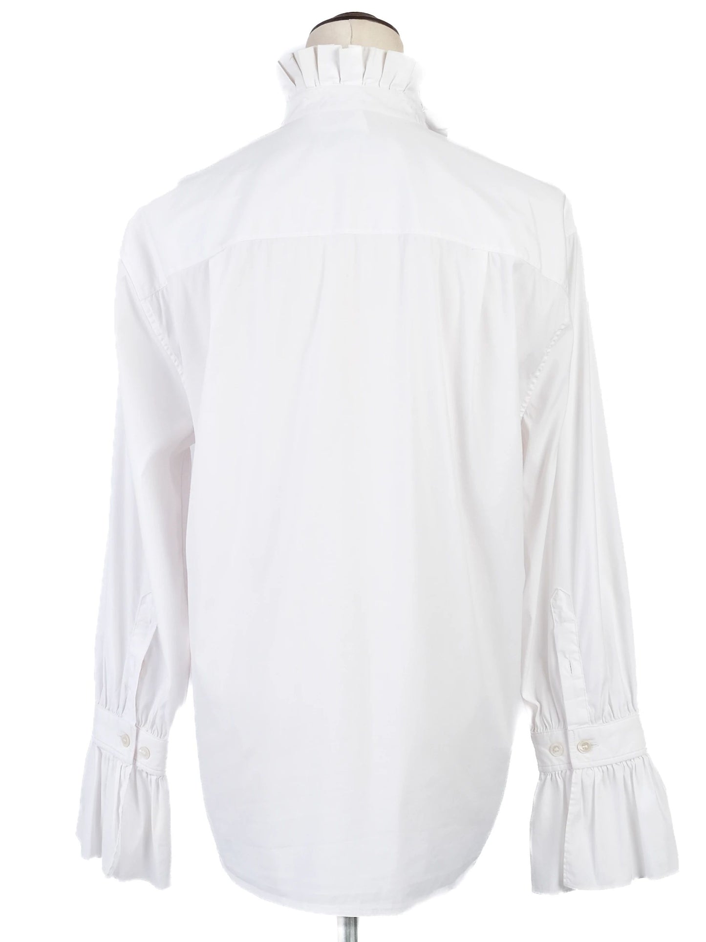 excellent burberry white nylon blouse with ruffled collar size uk 8