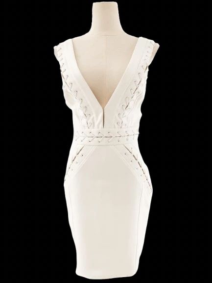 excellent elisabetta franchi white sleeveless dress size m