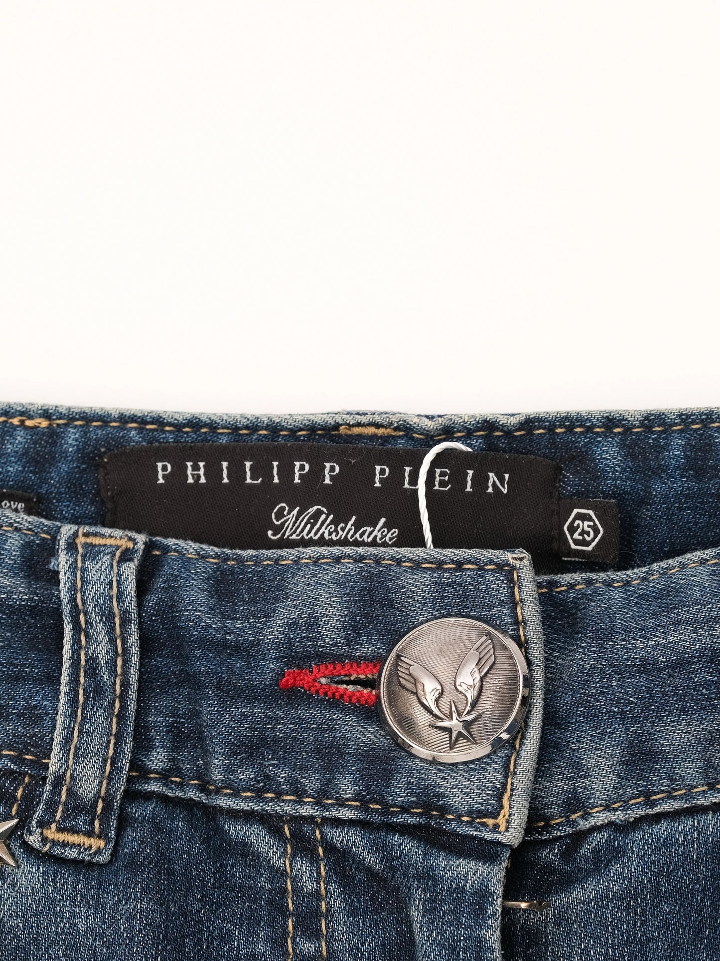 excellent phillipp plein blue jeans size s with decorative details