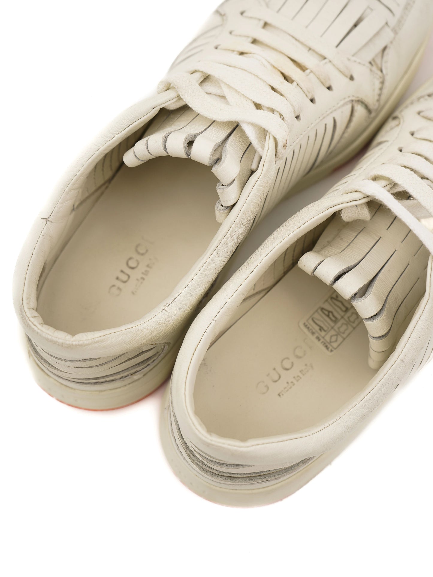 gucci white sneakers with orange accents size 36 - good condition
