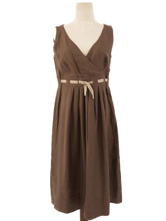 NEW Max Mara Orange Sleeveless Dress Size L with Tied Belt Detail