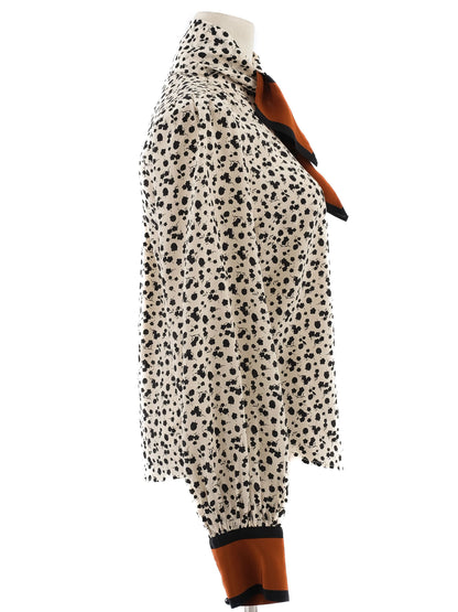 Excellent L.K.Bennett Long-Sleeve Silk Polka Dot Blouse Size S