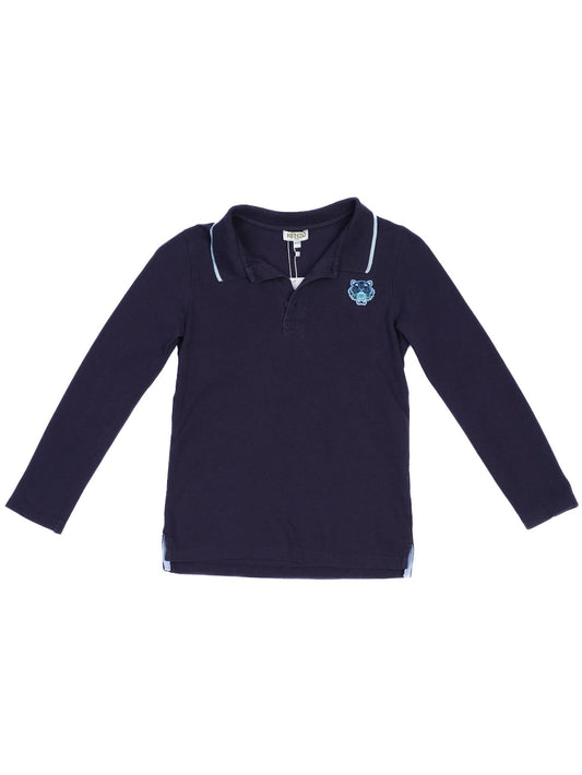 Kenzo Kids Excellent Blue Polo Shirt Size 8 with Tiger Logo