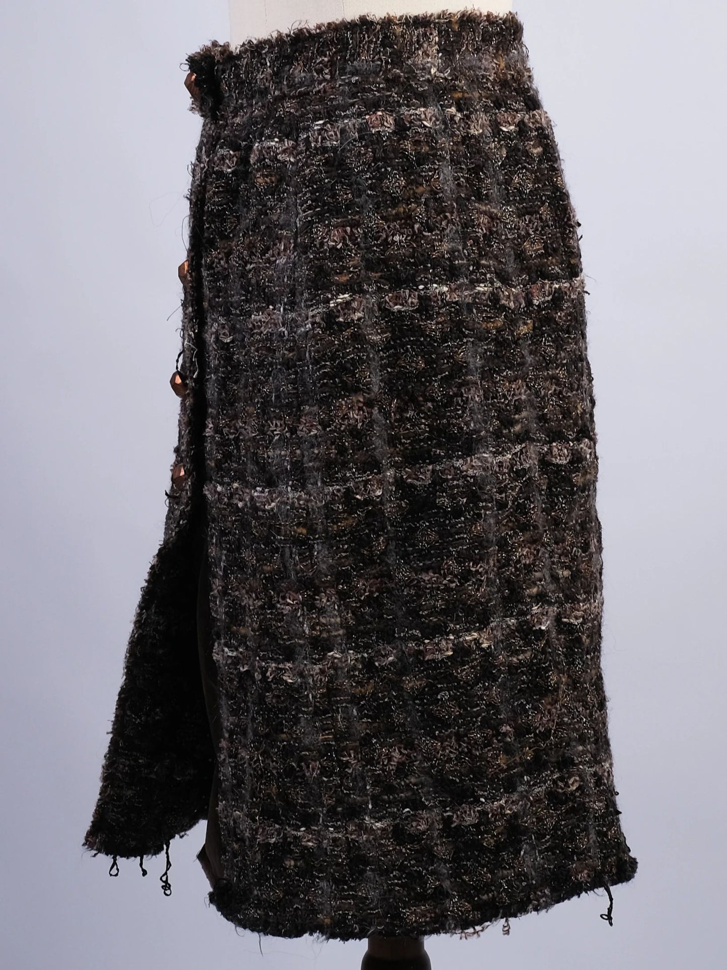 excellent dolce gabbana black wool knee-length skirt size s