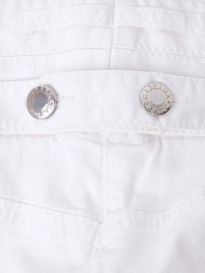 Excellent Dolce Gabbana White Cotton Women's Pants Size L