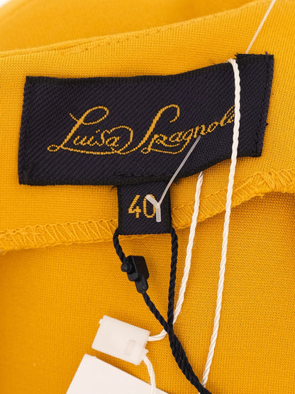 Excellent Luisa Spagnoli Yellow V-Neck Dress Size M with Belt