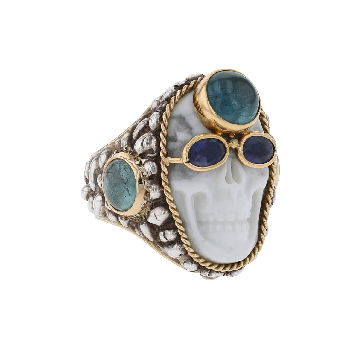 carole midy pour pietra dura crazy head silver and gold ring